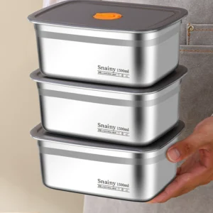 Caja para verduras de acero inoxidable 316, lonchera de calidad alimentaria, lonchera, caja cuadrada sellada con tapa, caja de almacenamiento especial para refrigerador